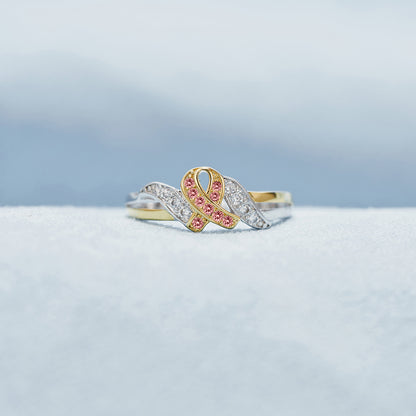 Pink ribbon ring to raise awareness of breast cancer