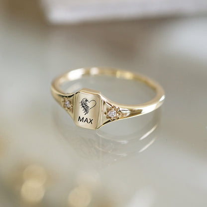 Pet Name Customized Memorial Diamond Ring