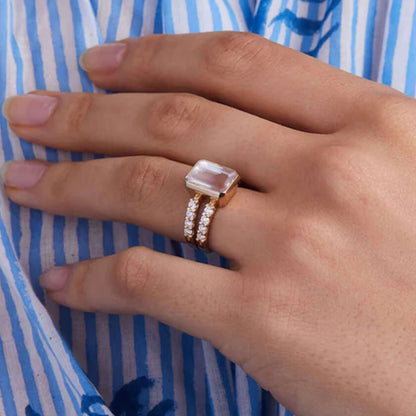 Breast Cancer I Am Enough Rose Quartz Ring