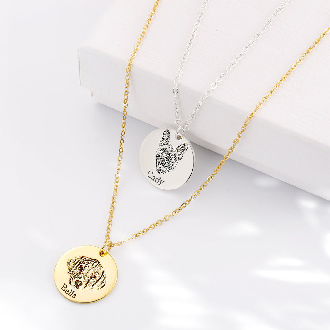 I crossed the rainbow bridge-Custom Pet Face and Name Necklace