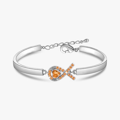 Multiple Sclerosis Awareness Orange Heart Ribbon Bracelet