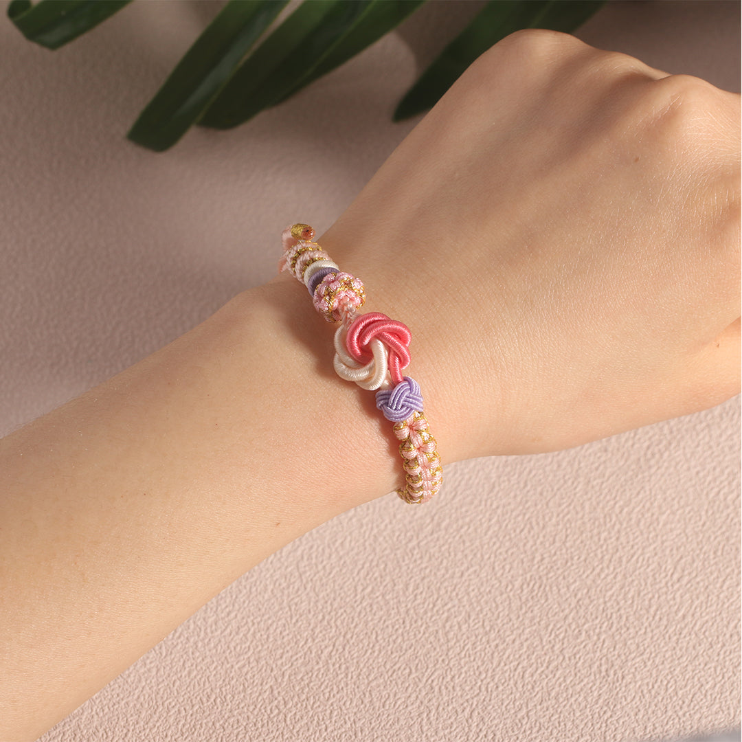 For Granddaughter - A Link That Can Never Be Undone Peach Blossom Knot Bracelet