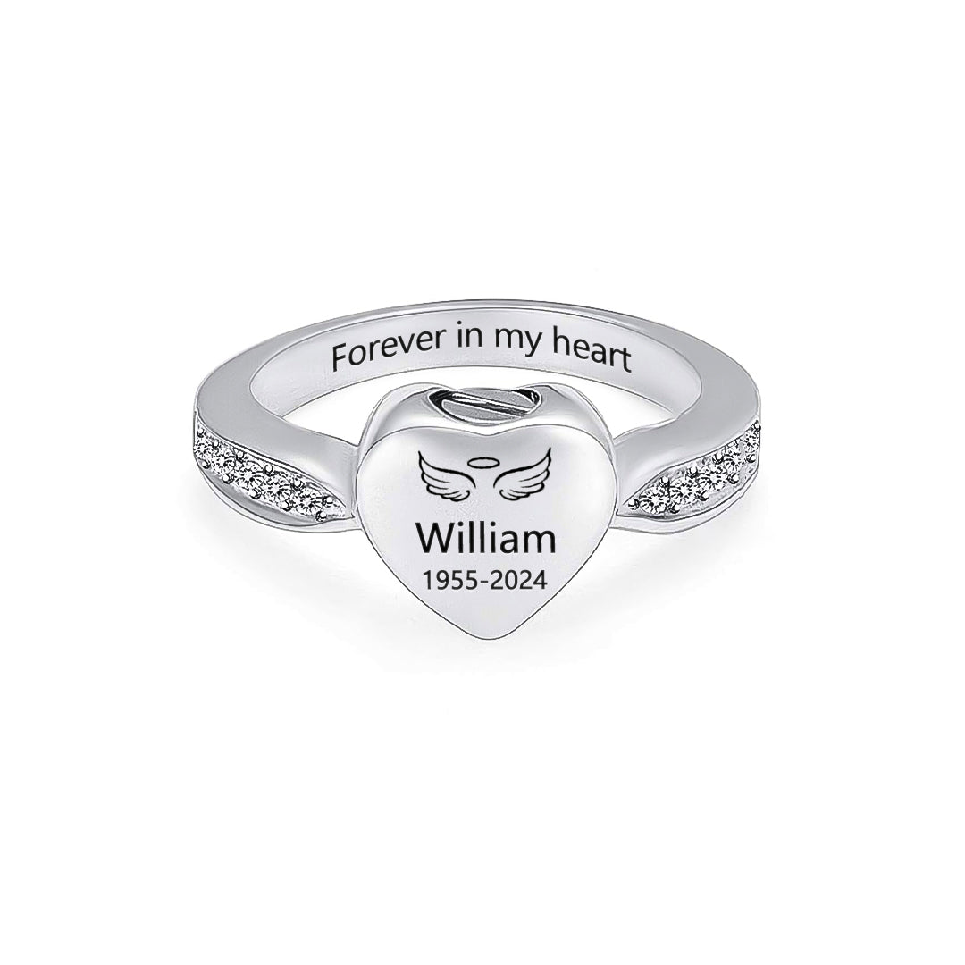 For Memorial-Personalized Name Date Memorial Heart Urn Ring
