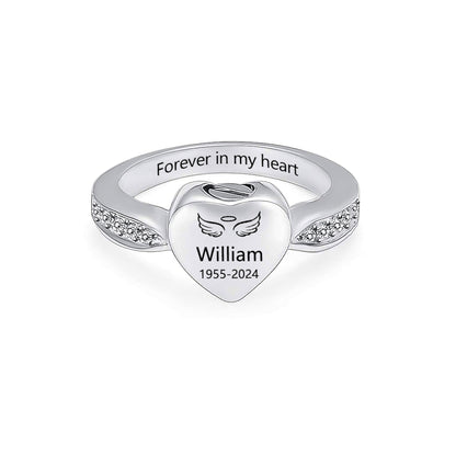 For Memorial-Personalized Name Date Memorial Heart Urn Ring