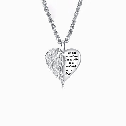 To My Husband in Heaven- Love Wings Engraved Necklace