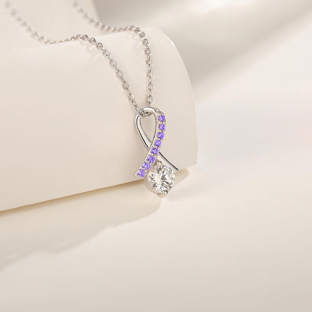 Alzheimer dementia awareness-Purple Diamond Embrace Necklace