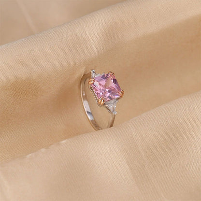 Breast Cancer Awareness-Square Pink Diamond Ring