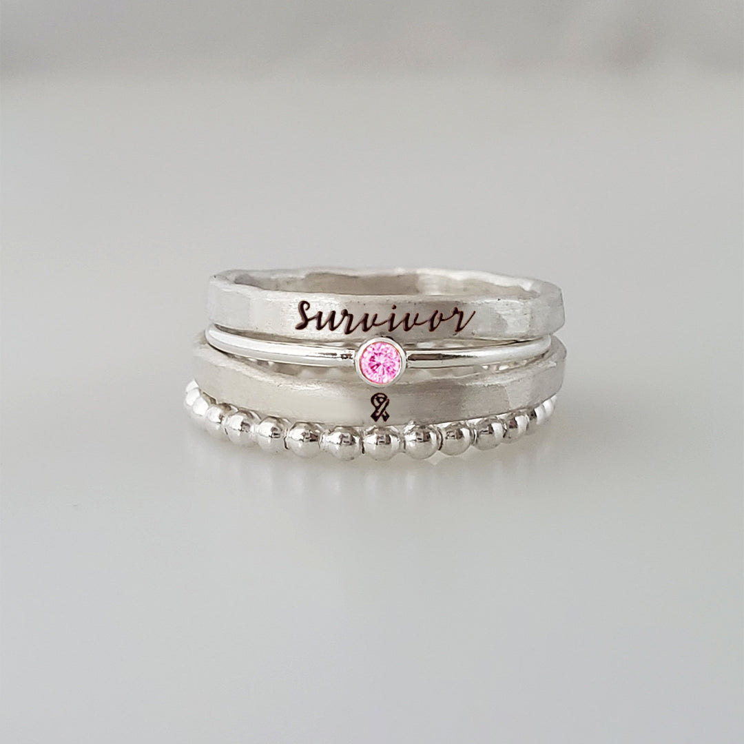 Breast Cancer Awareness-I Am Enough Four-layer stacking ring