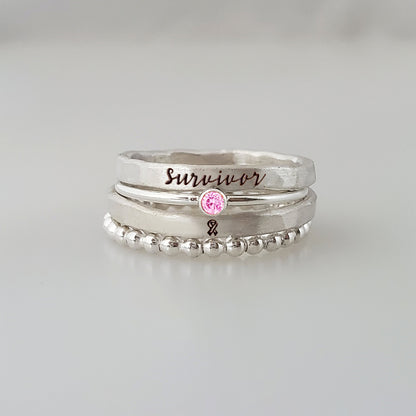 Breast Cancer Awareness-I Am Enough Four-layer stacking ring