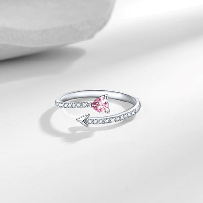 Breast Cancer Awareness-Pink Diamond Heart Open Ring