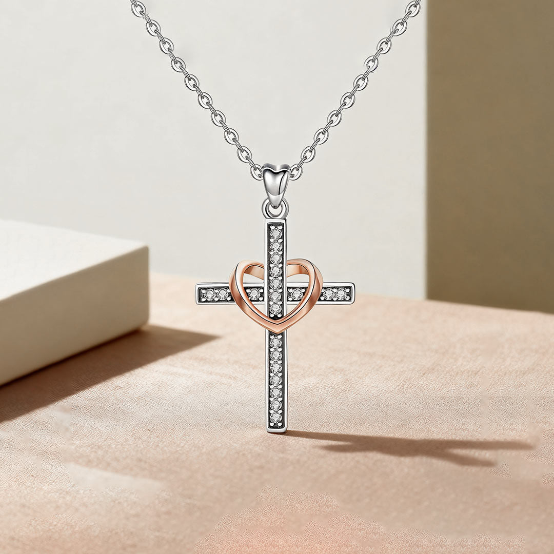For Memorial-Missing You Always Cross Heart Necklace