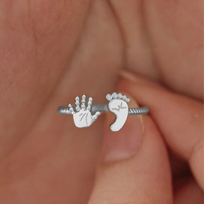 For Mother - S925 You Are Going to Make a Wonderful Mama Baby Palm and Feet Ring
