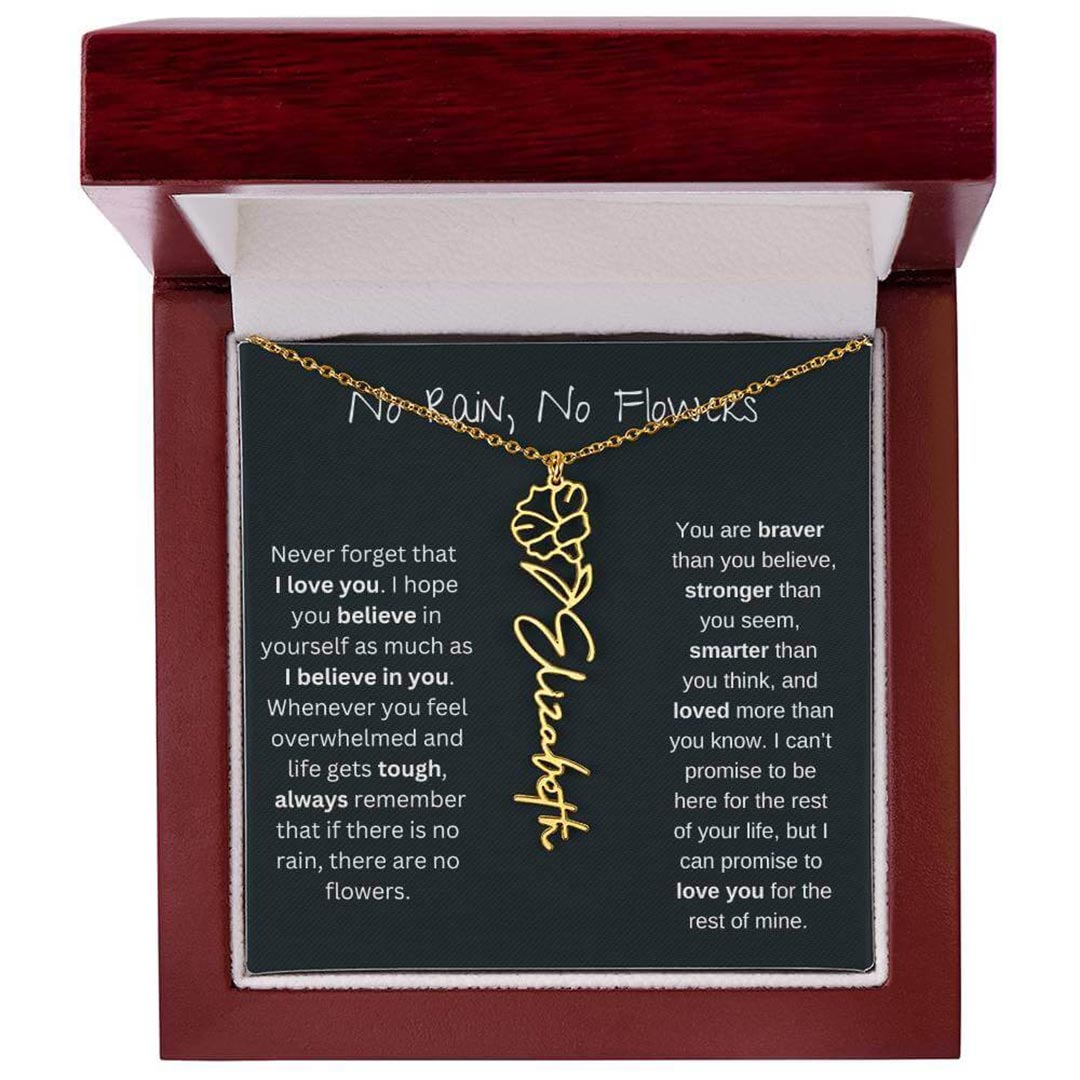 Build Your Own Bouquet Birthday Flower Name Custom Necklace