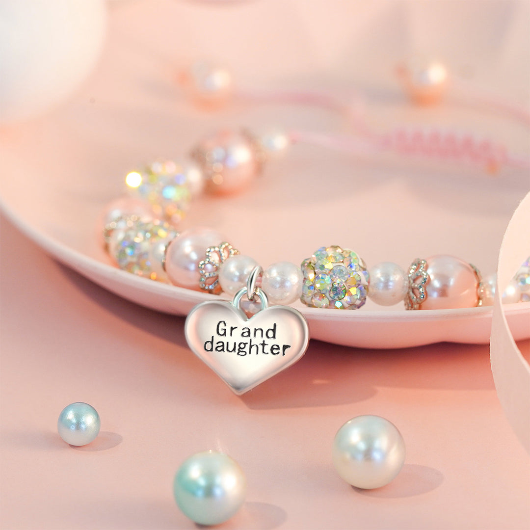 For Granddaughter - Always Keep Me In Your Heart For You Are Always In Mine Heart-shaped Pendant Pearl Bracelet