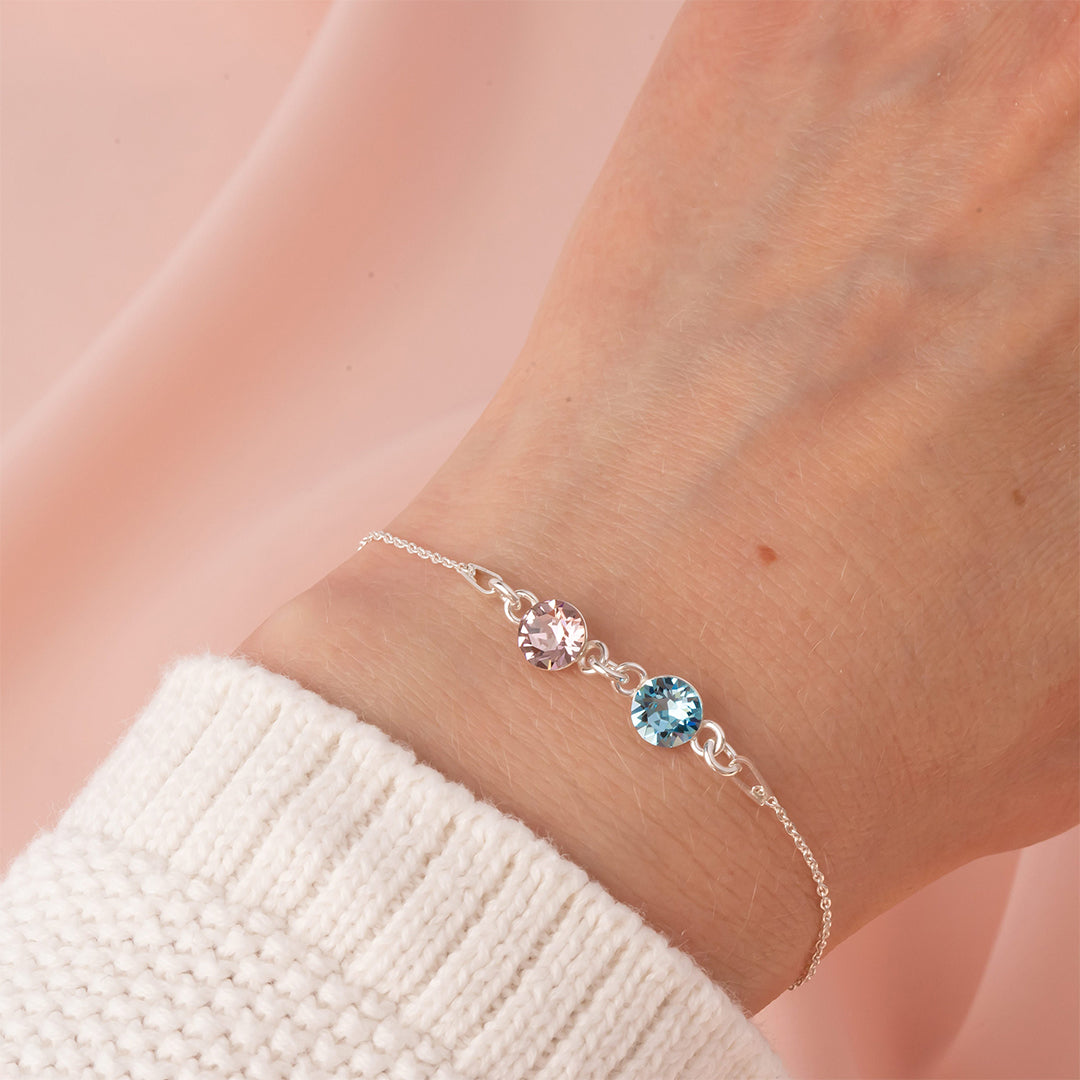 Aunt and Niece Forever Linked Together Custom Birthstones Bracelet