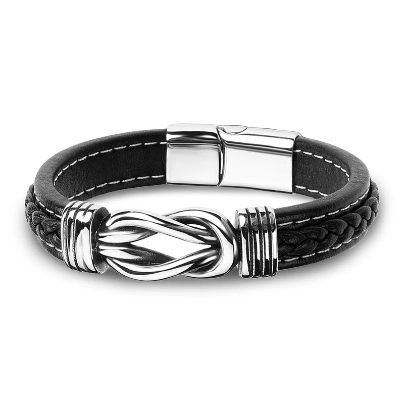 For Grandson - Grandmother and Grandson Forever Linked Together Black Knot Bracelet