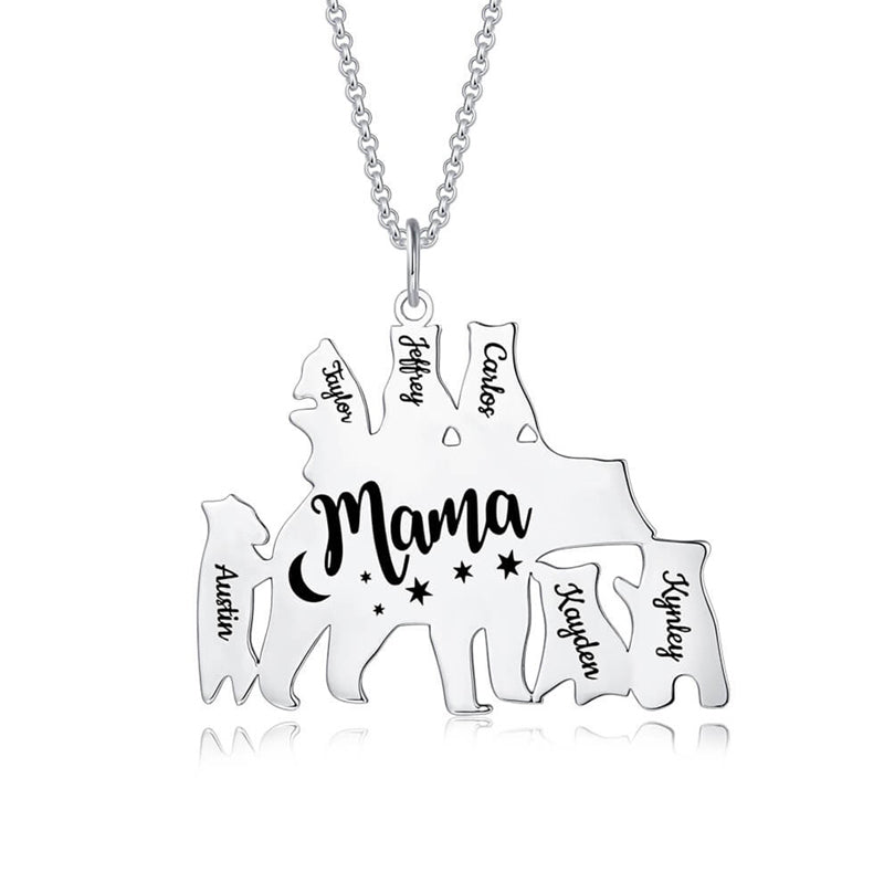 Custom 1-8 names Personalized Mama Bear Necklace for Mom