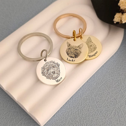 Custom Pet Face Portrait Keychain