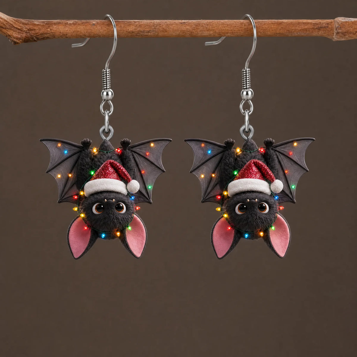 Christmas Bat Dangle Earrings