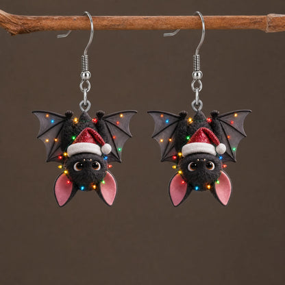 Christmas Bat Dangle Earrings