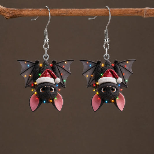 Christmas Bat Dangle Earrings
