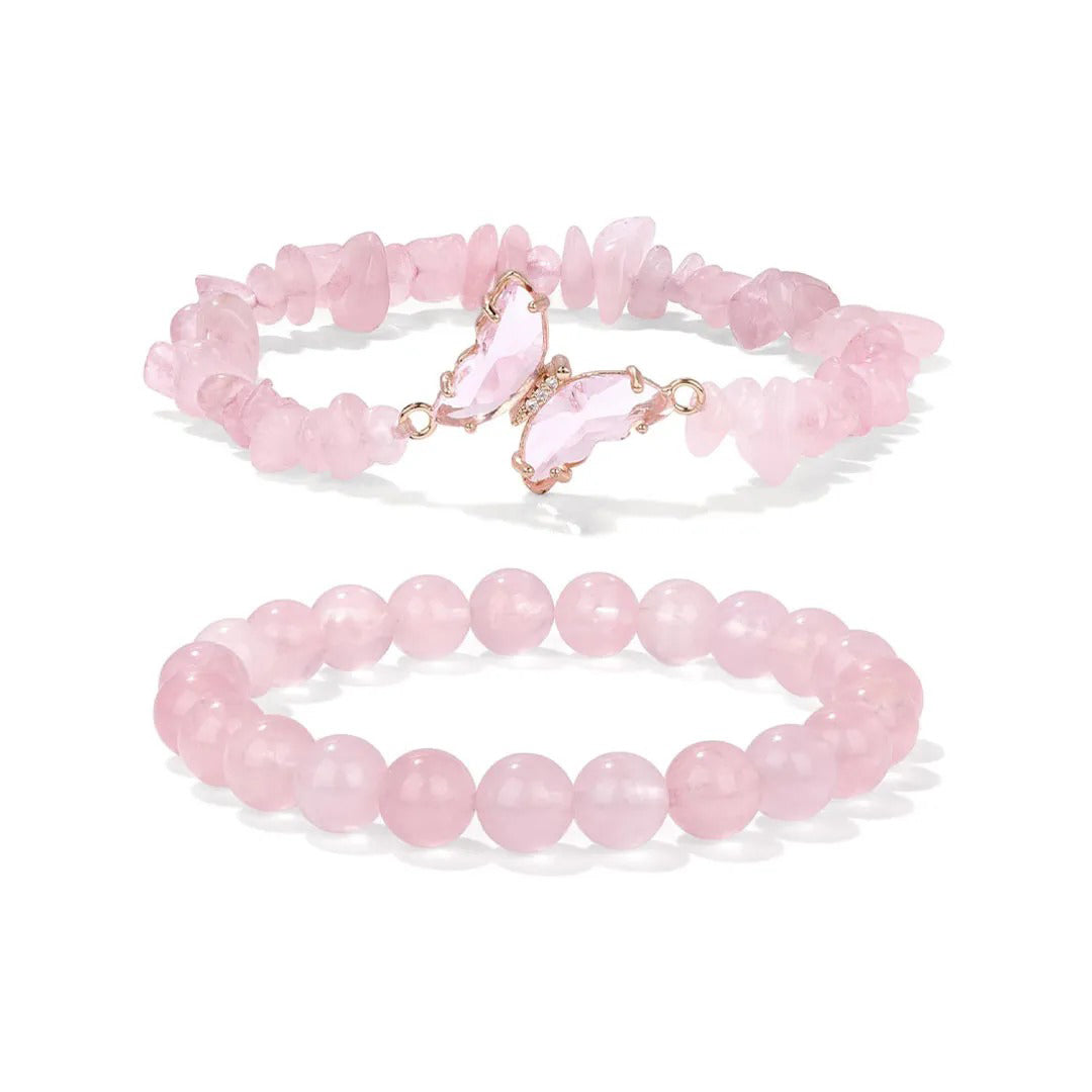 For Memorial-Butterflies are sent from  heaven above Double-layer crystal butterfly bracelet