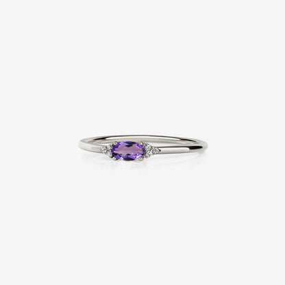 For Alzheimer-Purple Oval Diamond Thin Ring