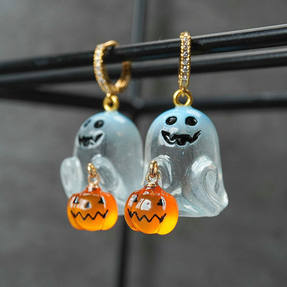 Halloween Ghost Pumpkin Earrings