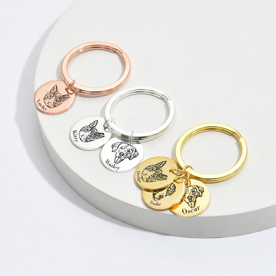 Custom Pet Face Portrait Keychain