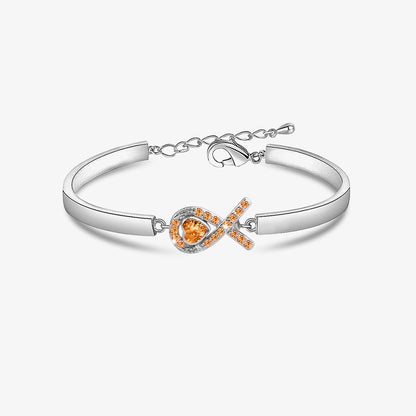 Multiple Sclerosis Awareness Orange Heart Ribbon Bracelet