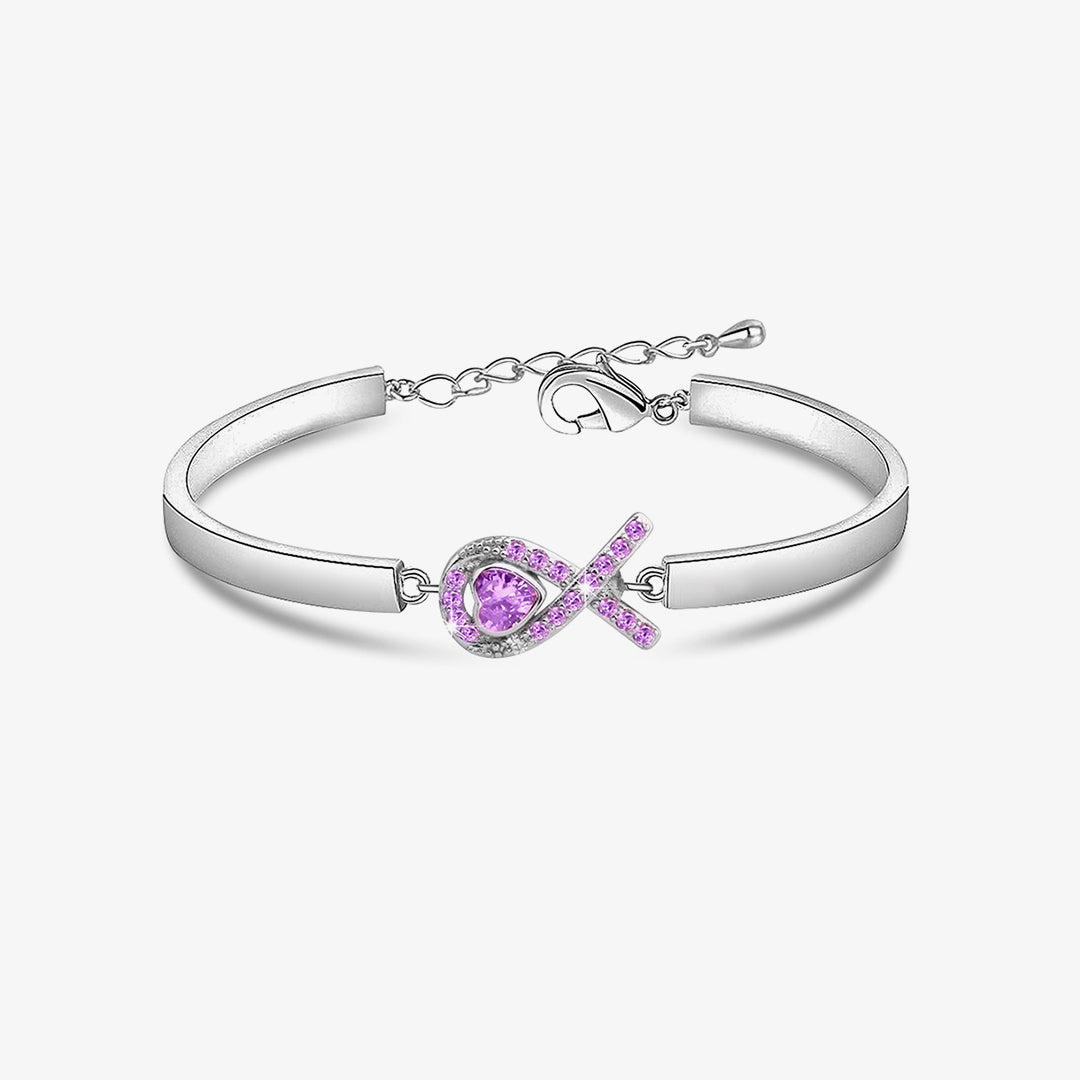 Alzheimer dementia awareness Purple Heart Ribbon Bracelet