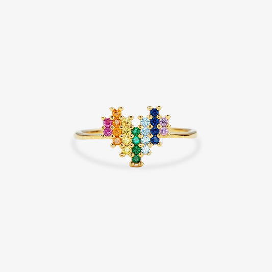 You Are the Rainbow of My Life  Heart Rainbow Adjustable Ring