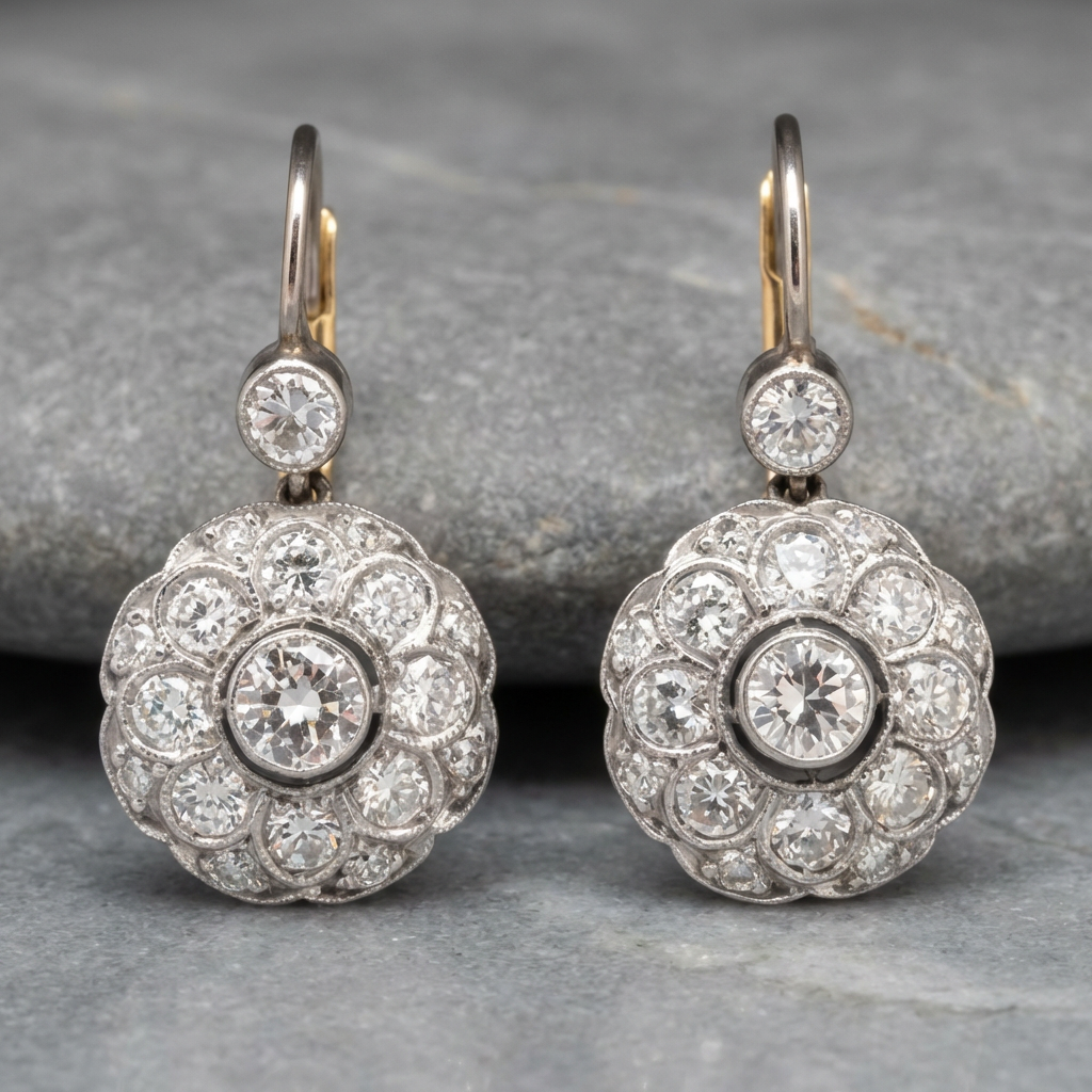 Vintage Rounded Mandala Crystal Earrings