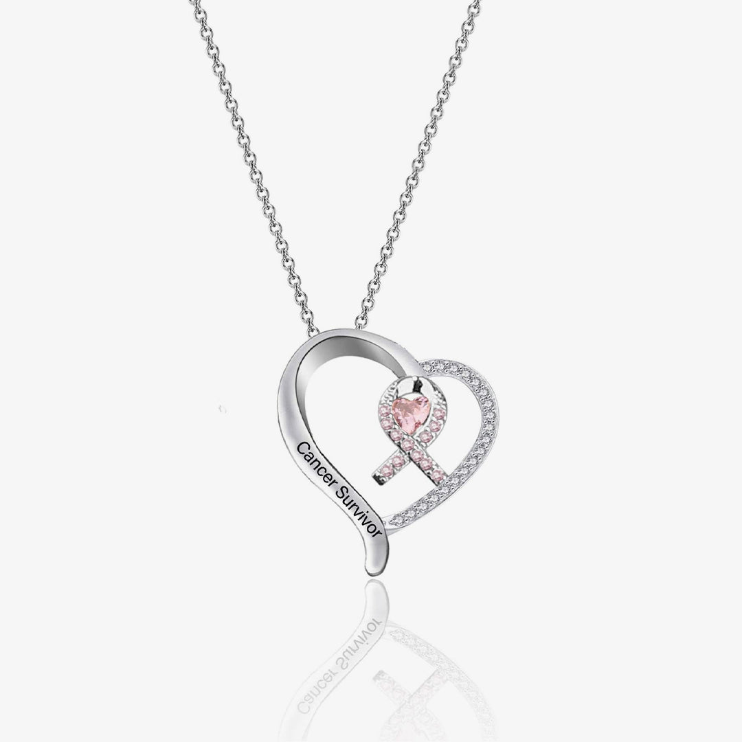 Breast Cancer Awareness-Survivor Pink Ribbon Rhinestone Necklace