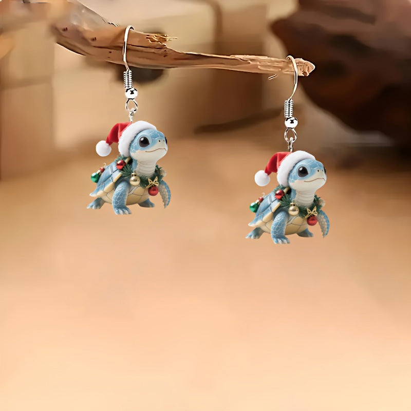 Christmas Turtle Pattern Earrings Wearing Christmas Outfits