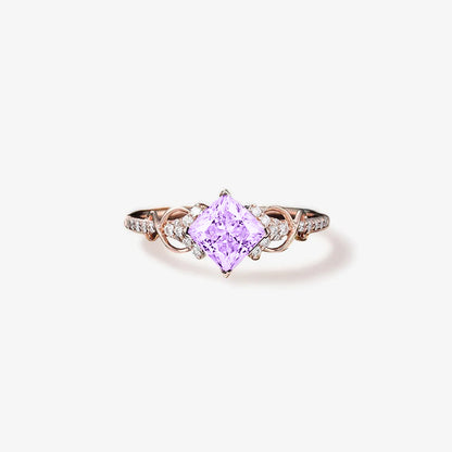 Alzheimer dementia awareness Purple Cut Moissanite Ring