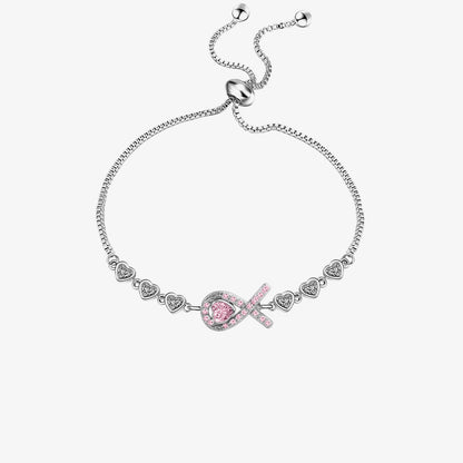 Breast Cancer Awareness-Pink Ribbon Heart Adjustable Bracelet