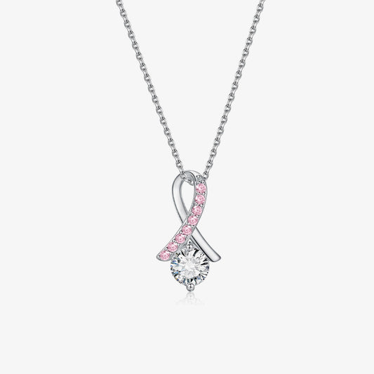 Breast Cancer Awareness-Pink Cross Diamond Embrace Necklace