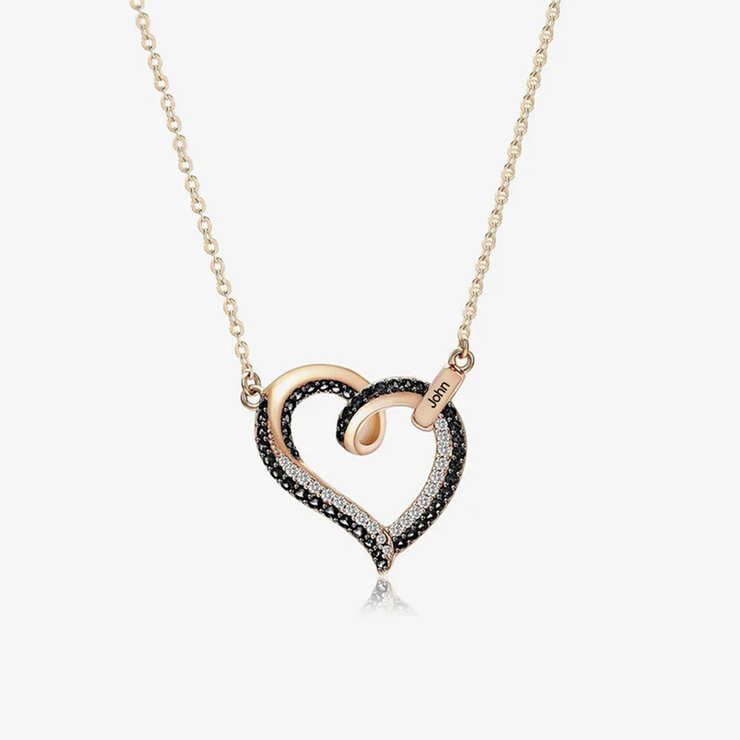 I am a mother to a son with wings-Black diamond heart name customized necklace