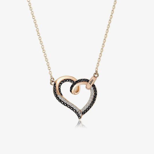 I am a mother to a son with wings-Black diamond heart name customized necklace