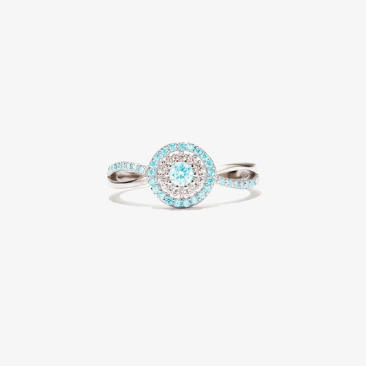 Ovarian Cancer Awareness-Teal Round Diamond Infinity Ring