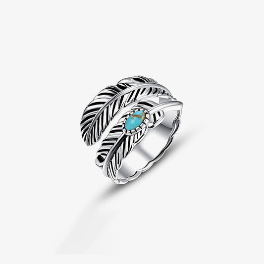 PTSD Awareness- Turquoise Feather Ring