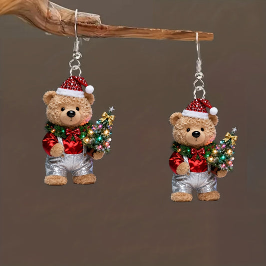 Christmas Cute Bear Design Acrylic Earrings