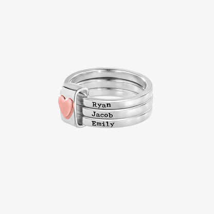 Your names close to my heart-Heart Name Customized Stacking family ring