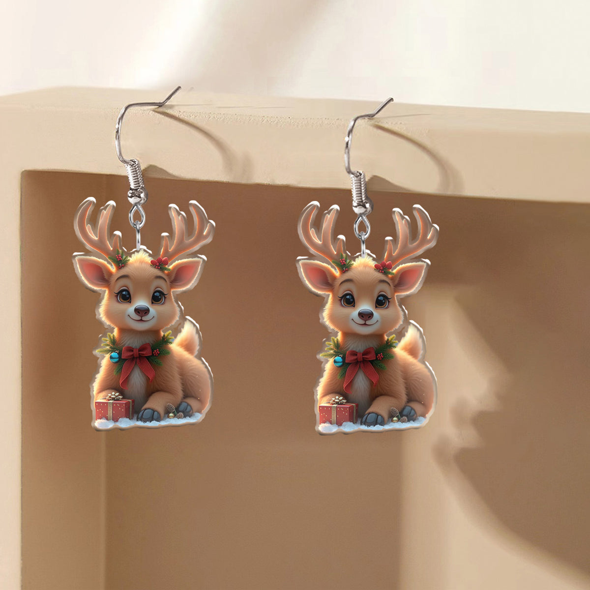 Christmas Deer with Gift Boxes Earrings