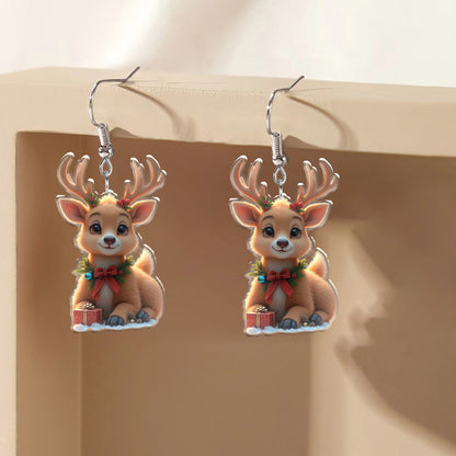 Christmas Deer with Gift Boxes Earrings