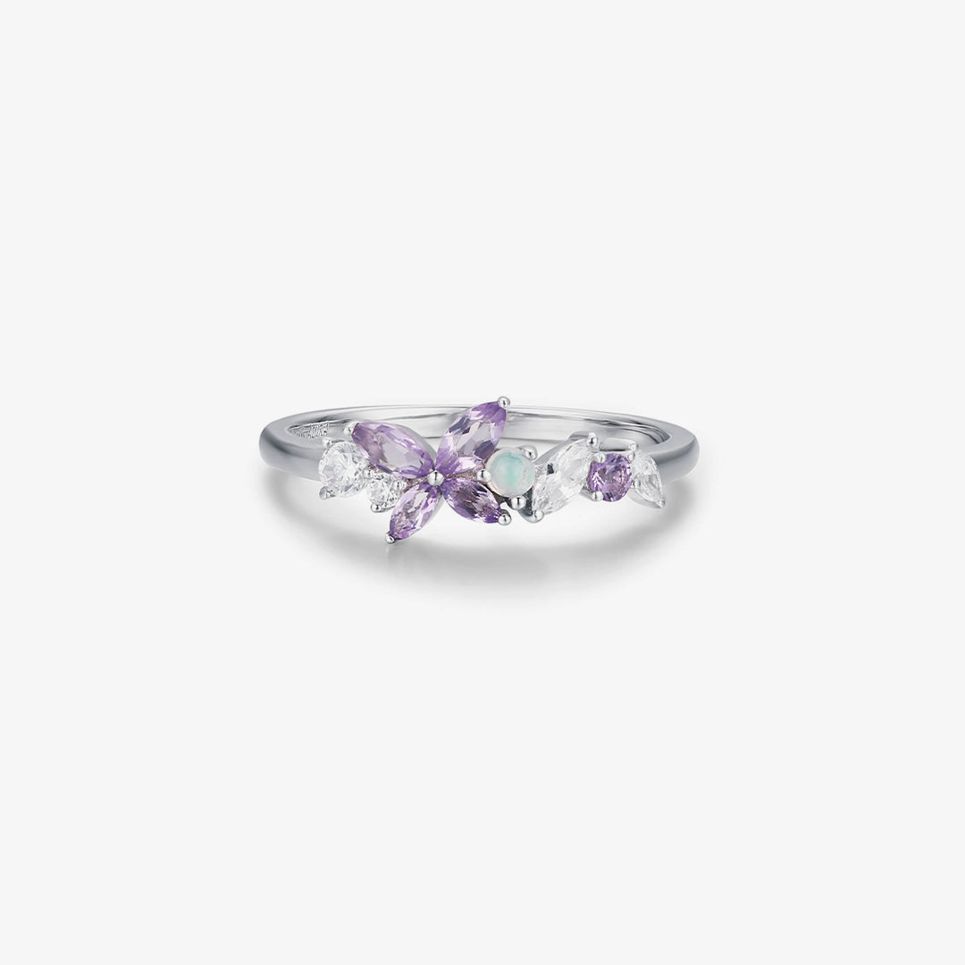 Alzheimer dementia awareness-Purple Butterfly Opal Ring