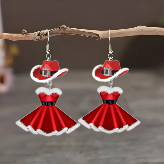 Christmas Dress and Hat Earrings