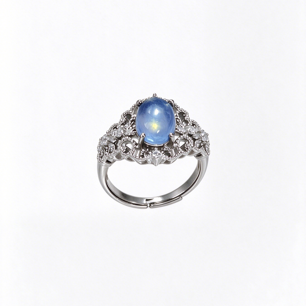 S925 Adjustable Aquamarine Ring | Cervical Cancer Awareness Jewelry, Teal Ribbon Symbol Gift