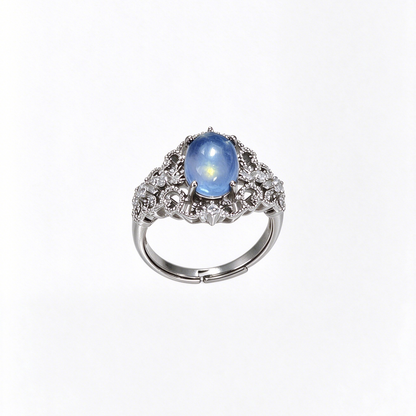 S925 Adjustable Aquamarine Ring | Cervical Cancer Awareness Jewelry, Teal Ribbon Symbol Gift